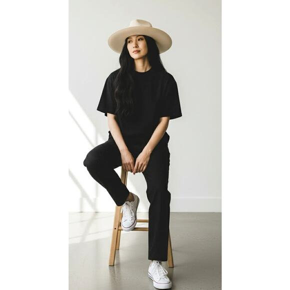 Vintage Ted Lapidus Paris Cream Wool Felt Wide Brim Hat w/Ribbon Designer France - Picture 2 of 6